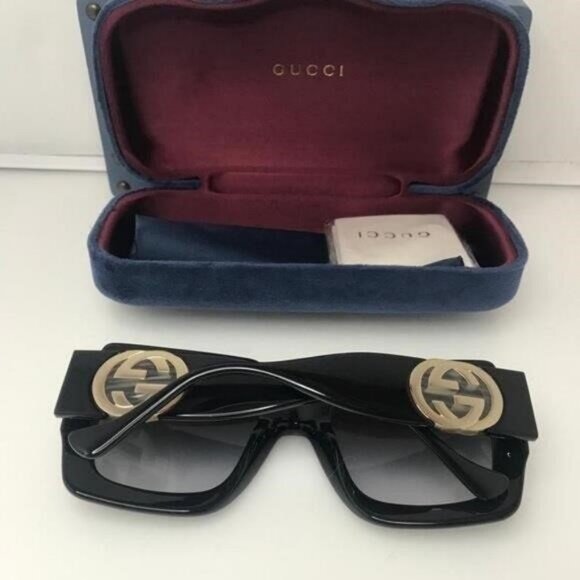 New - 💯- GUCCI GG1022 006 54 23 Oversize Black Sunglasses - Picture 3 of 10